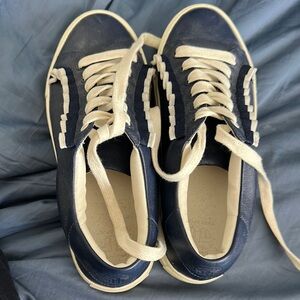 Tory Burch Leather Blue and White Sneakers